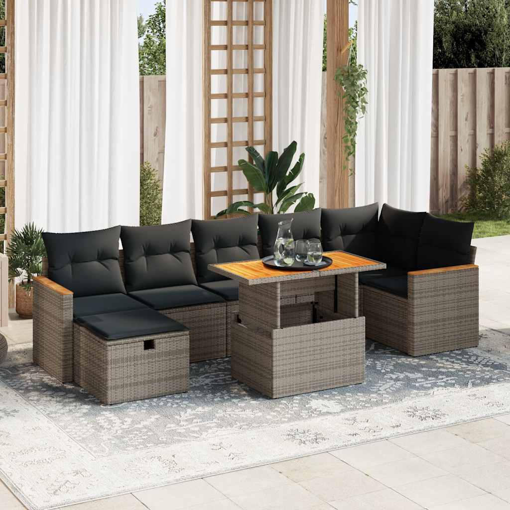 Set Canapele De Grădină Cu Perne, 8 Piese, , Poliratan