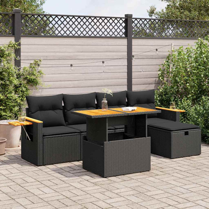 Set Canapele De Grădină Cu Perne, 6 Piese, Bej, Poliratan