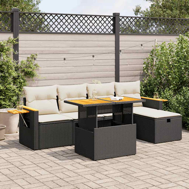 Set Canapele De Grădină Cu Perne, 6 Piese, Bej, Poliratan
