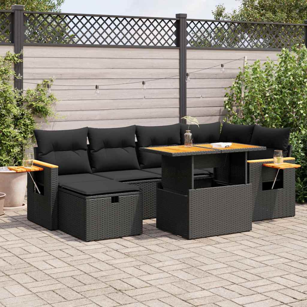 Set Canapele De Grădină, 7 Piese, Cu Perne, , Poliratan