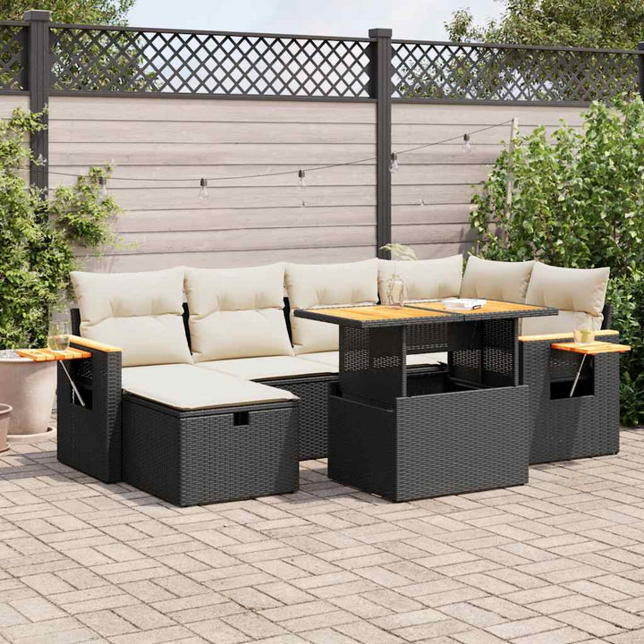 Set Canapele De Grădină, 7 Piese, Cu Perne, , Poliratan