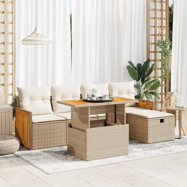 Set Mobilier De Grădină Cu Perne, 6 Piese, , Poliratan