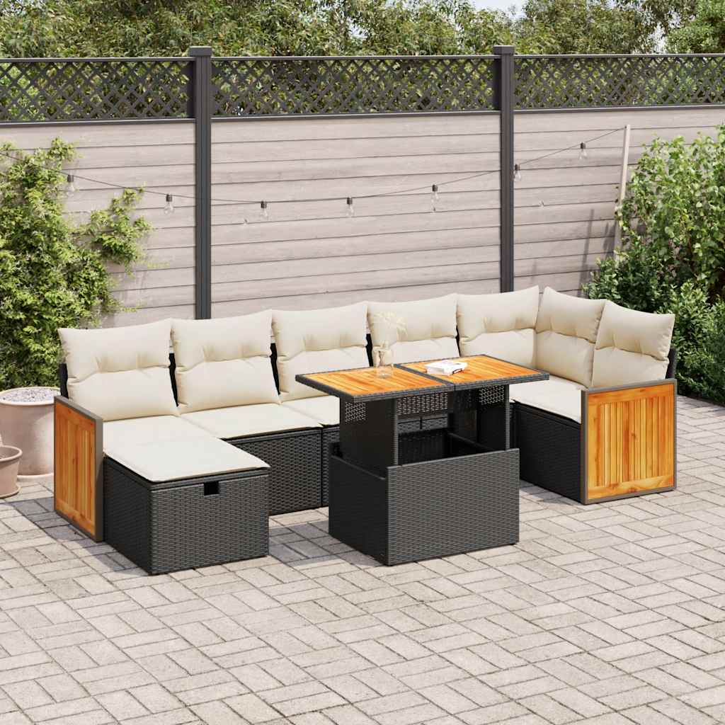 Set Mobilier De Grădină Cu Perne, 8 Piese, , Poliratan