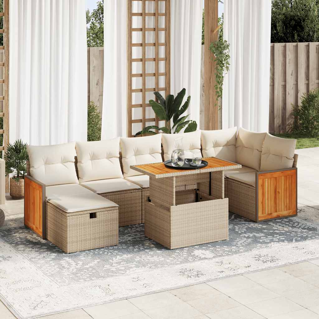 Set Mobilier De Grădină Cu Perne, 8 Piese, , Poliratan