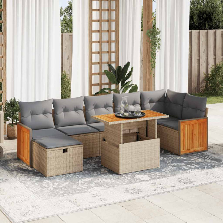 Set Mobilier De Grădină Cu Perne, 8 Piese, , Poliratan