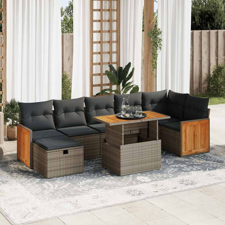 Set Mobilier De Grădină Cu Perne, 8 Piese, , Poliratan