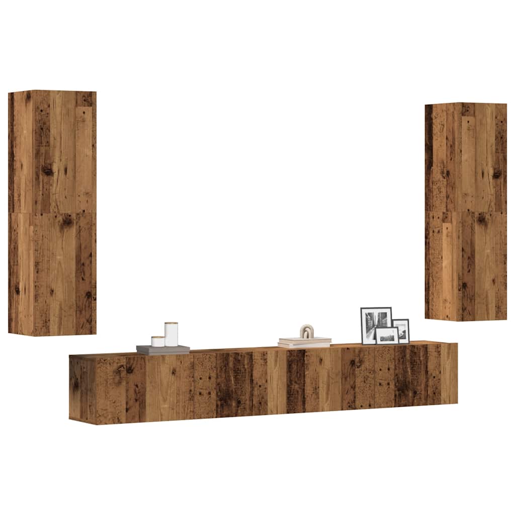 Set De Dulapuri Tv, 6 Piese, , Lemn Prelucrat