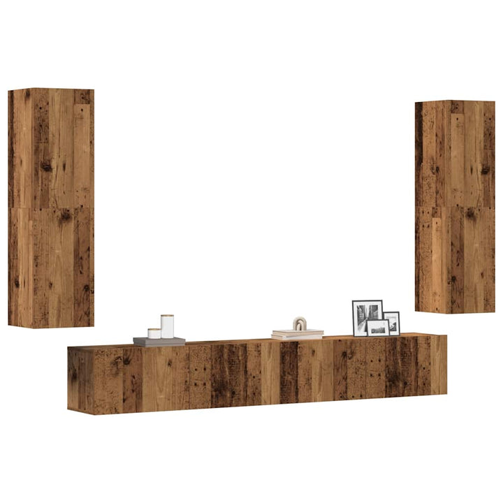 Set De Dulapuri Tv, 6 Piese, , Lemn Prelucrat
