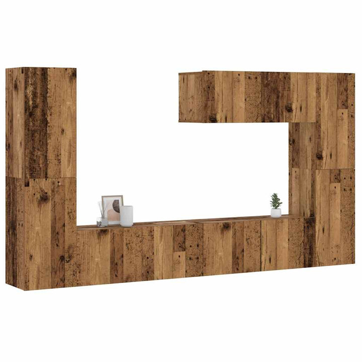 Set De Dulapuri Tv, 7 Piese, , Lemn Prelucrat