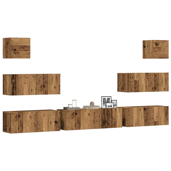 Set De Dulapuri Tv, 8 Piese, , Lemn Prelucrat