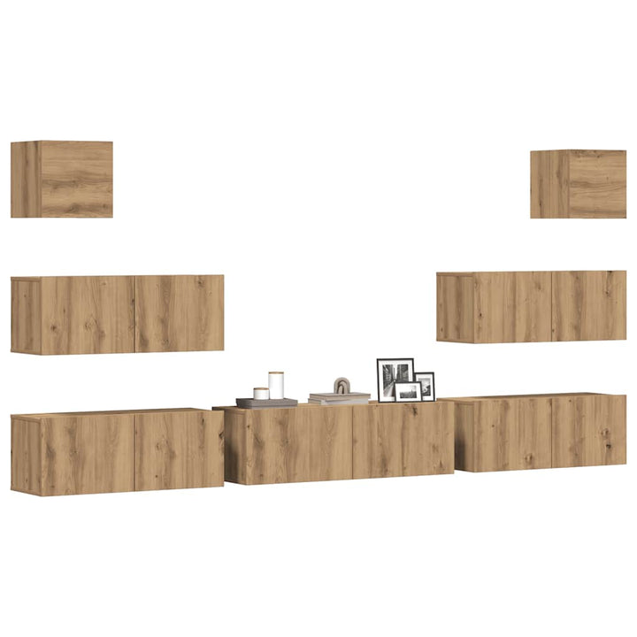 Set De Dulapuri Tv, 8 Piese, , Lemn Prelucrat