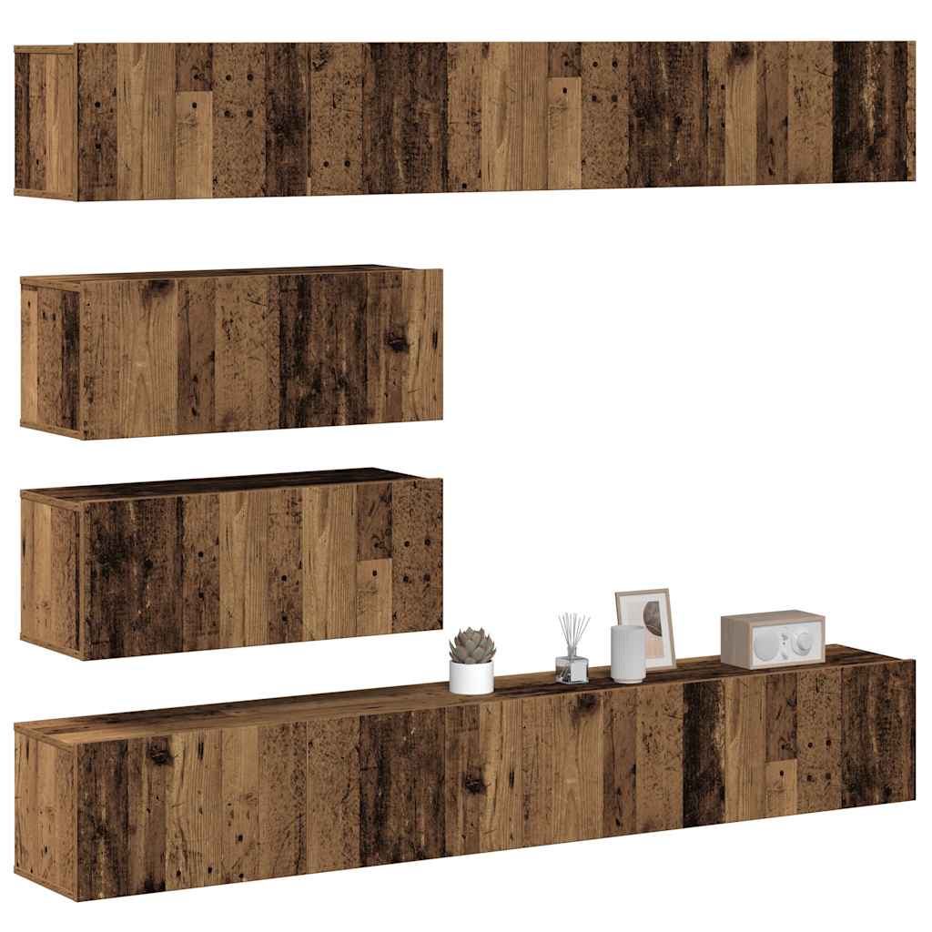 Set Dulapuri Tv, 8 Piese, , Lemn Prelucrat