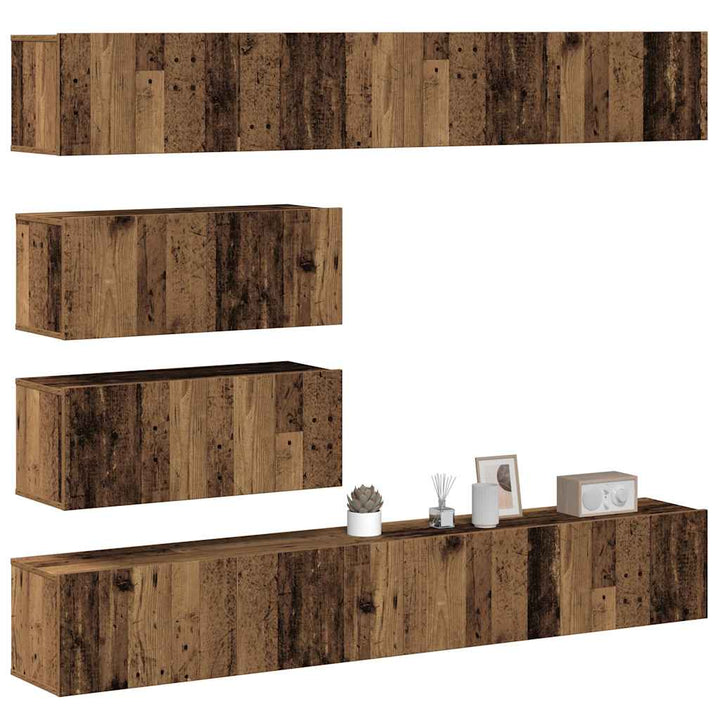 Set Dulapuri Tv, 8 Piese, , Lemn Prelucrat
