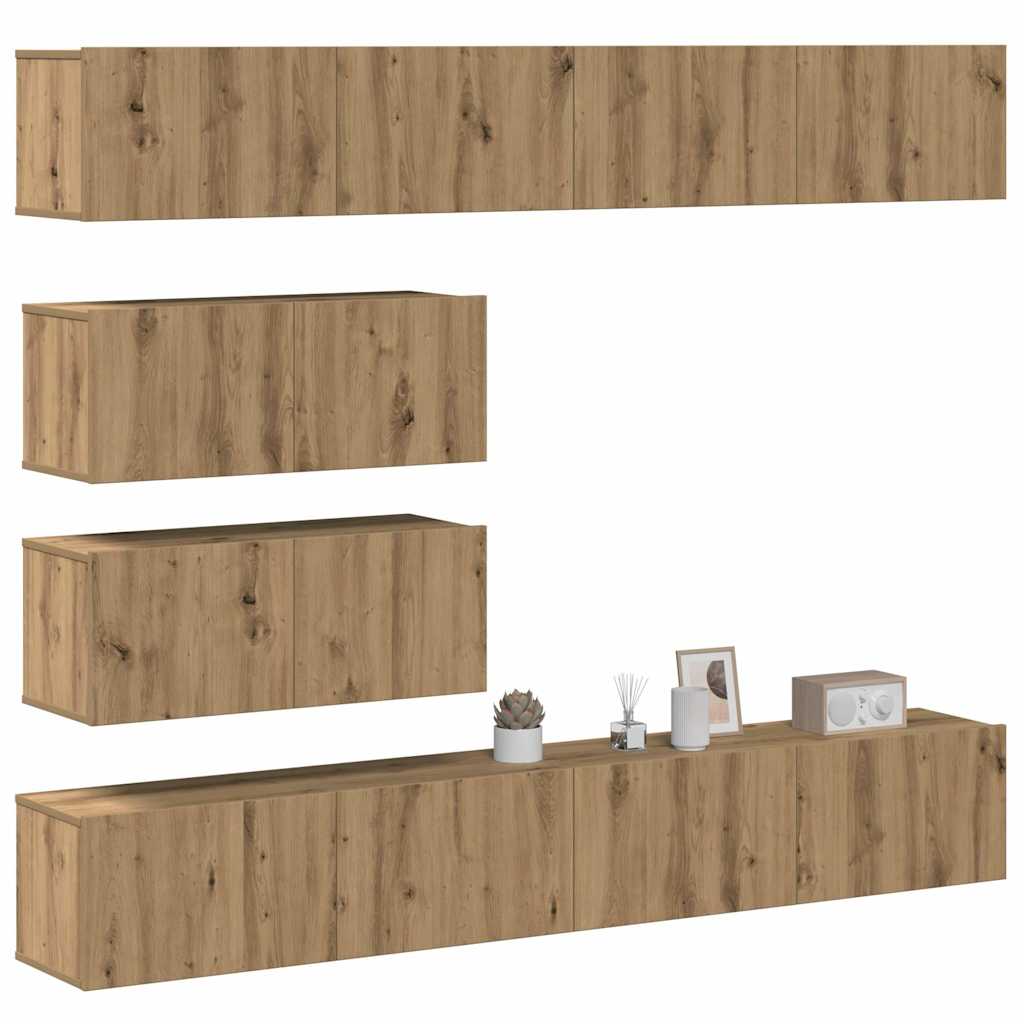 Set Dulapuri Tv, 8 Piese, , Lemn Prelucrat