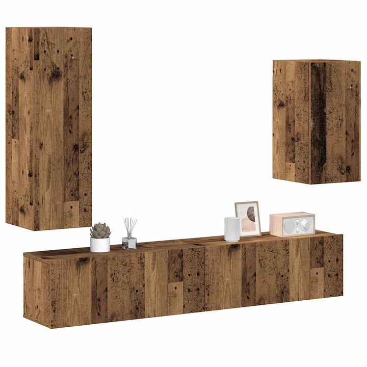 Set Dulapuri Tv, 4 Piese, , Lemn Prelucrat