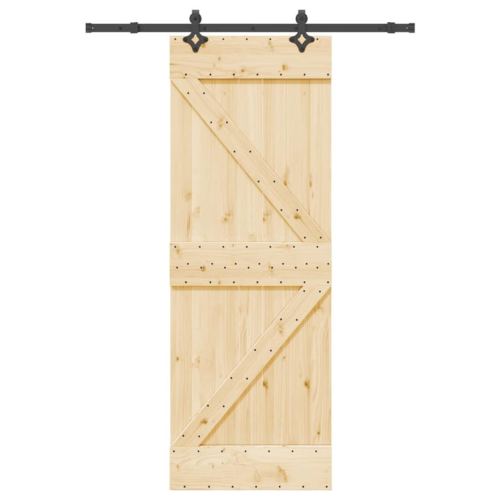 Ușă Glisantă Cu Set De Feronerie 85X210 Cm, Lemn Masiv De Pin