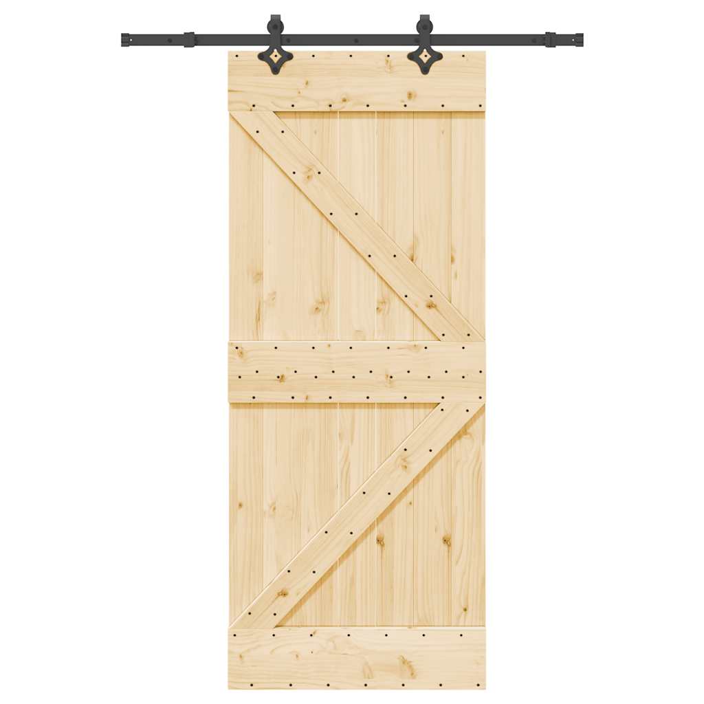 Ușă Glisantă Cu Set De Feronerie 85X210 Cm, Lemn Masiv De Pin