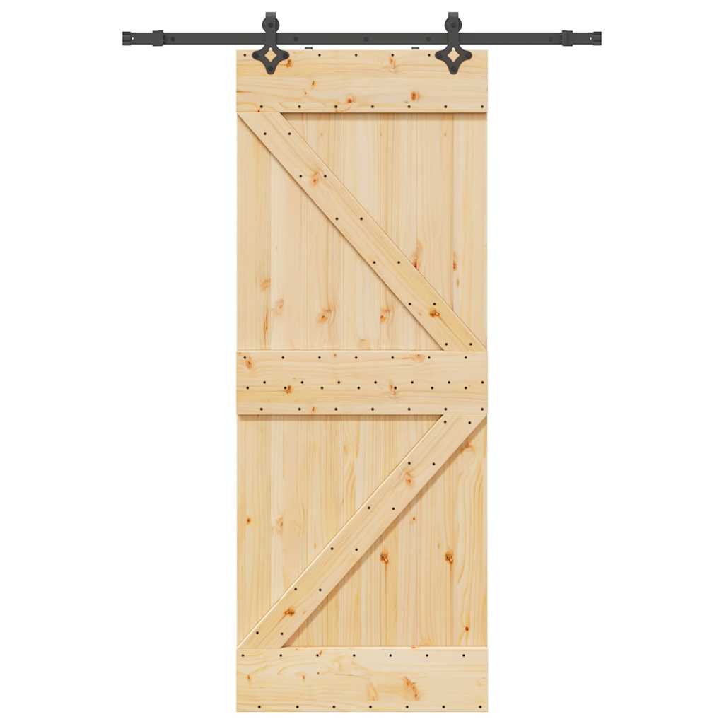 Ușă Glisantă Cu Set De Feronerie 85X210 Cm, Lemn Masiv De Pin