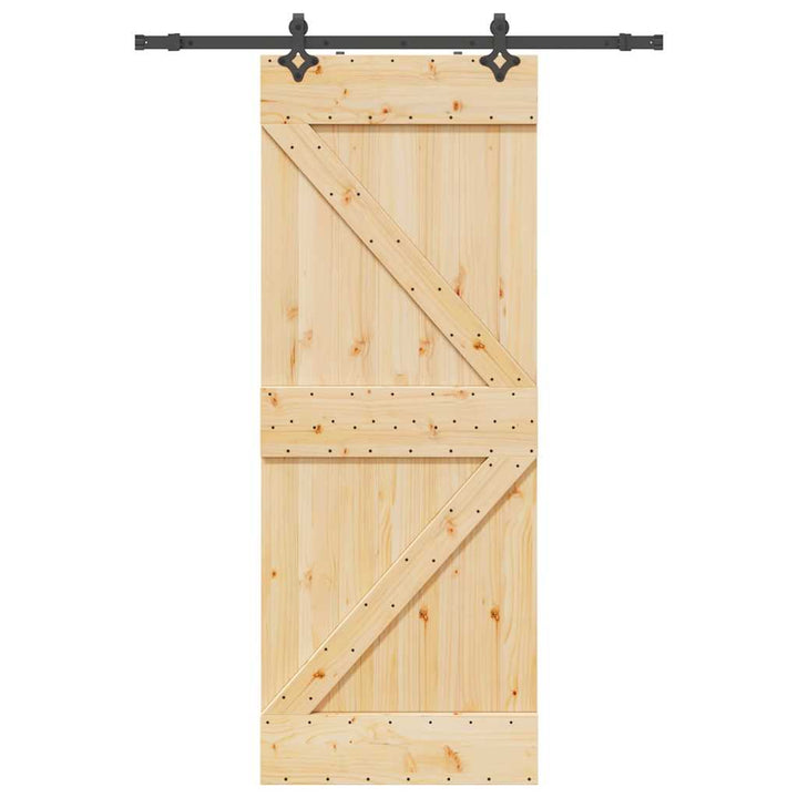 Ușă Glisantă Cu Set De Feronerie 85X210 Cm, Lemn Masiv De Pin