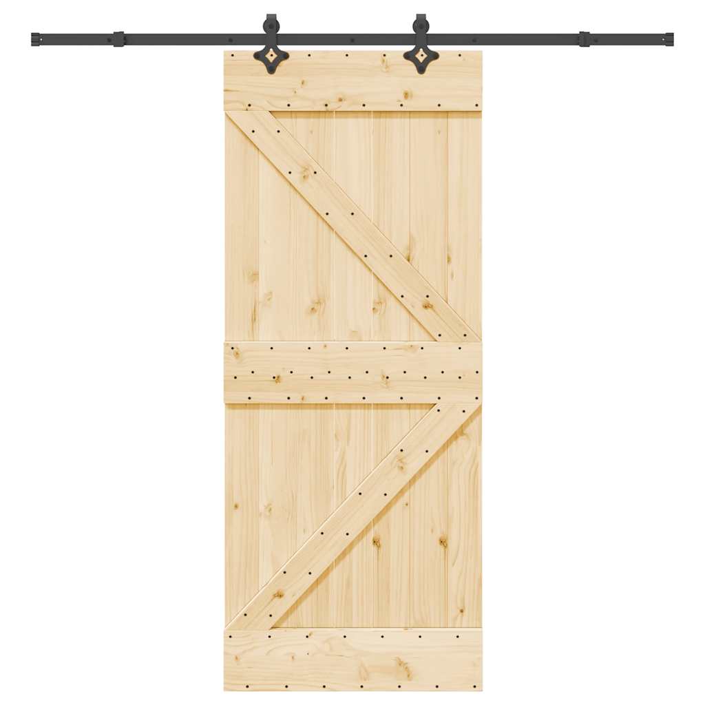 Ușă Glisantă Cu Set De Feronerie 85X210 Cm, Lemn Masiv De Pin