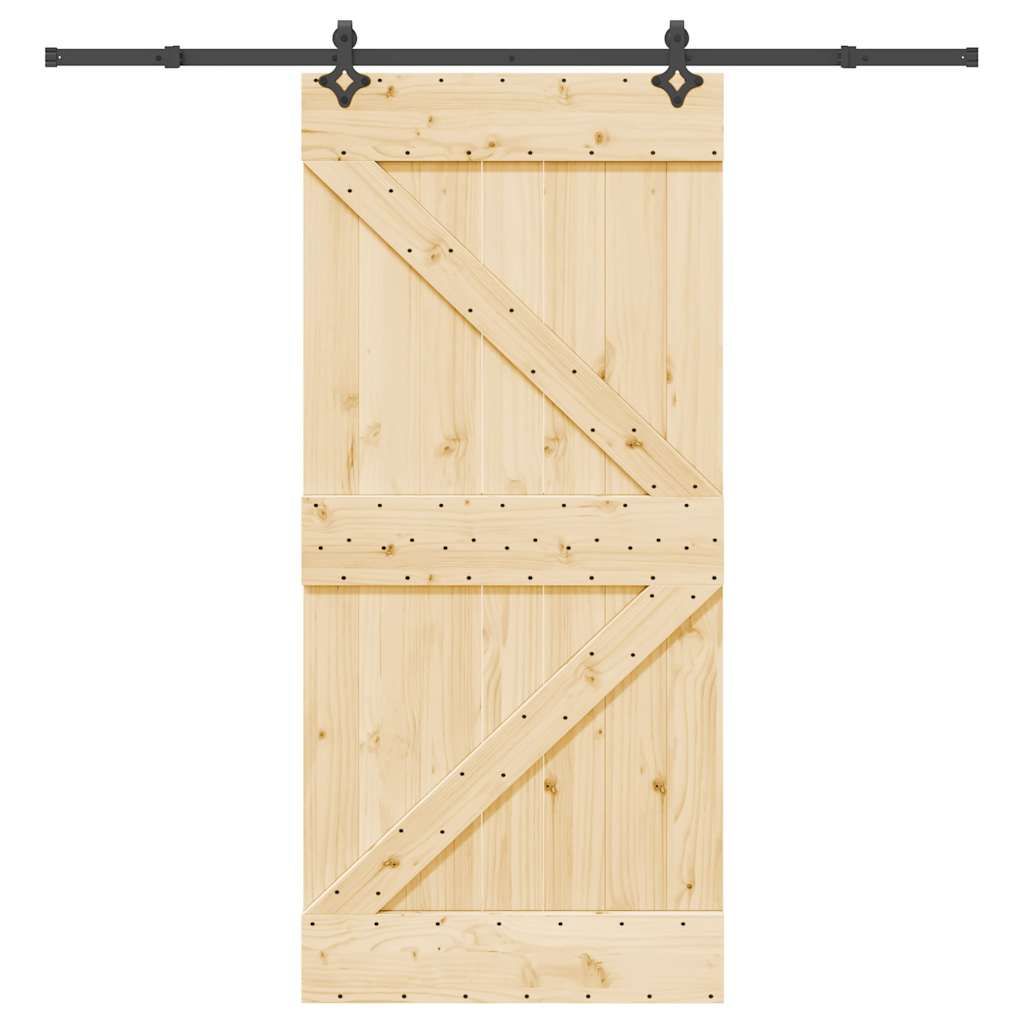 Ușă Glisantă Cu Set De Feronerie 85X210 Cm, Lemn Masiv De Pin