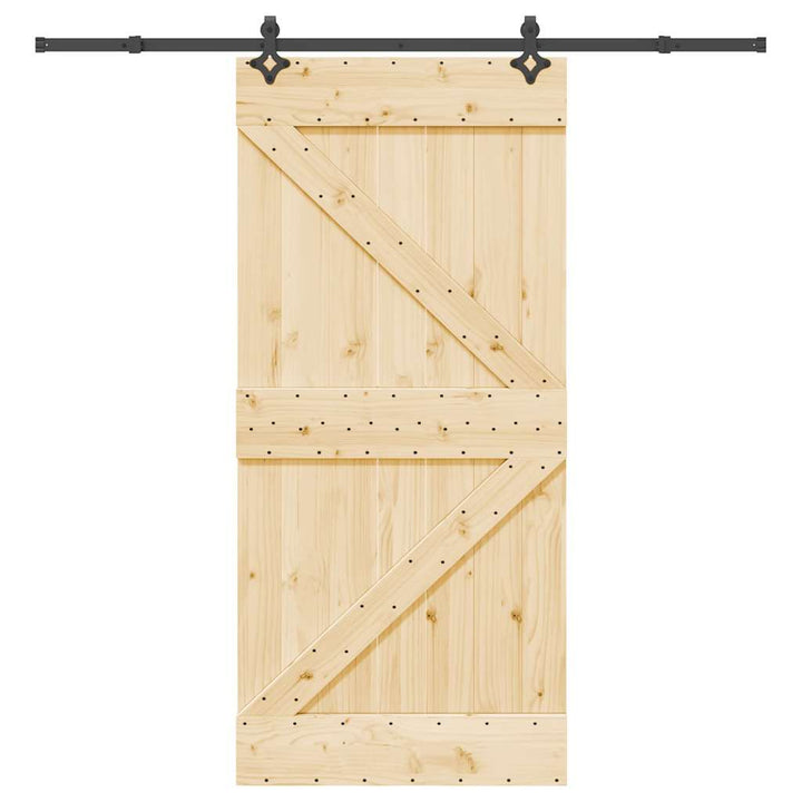 Ușă Glisantă Cu Set De Feronerie 85X210 Cm, Lemn Masiv De Pin