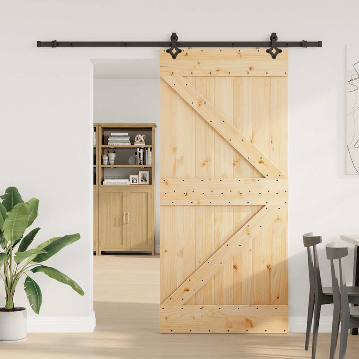 Ușă Glisantă Cu Set De Feronerie 85X210 Cm, Lemn Masiv De Pin