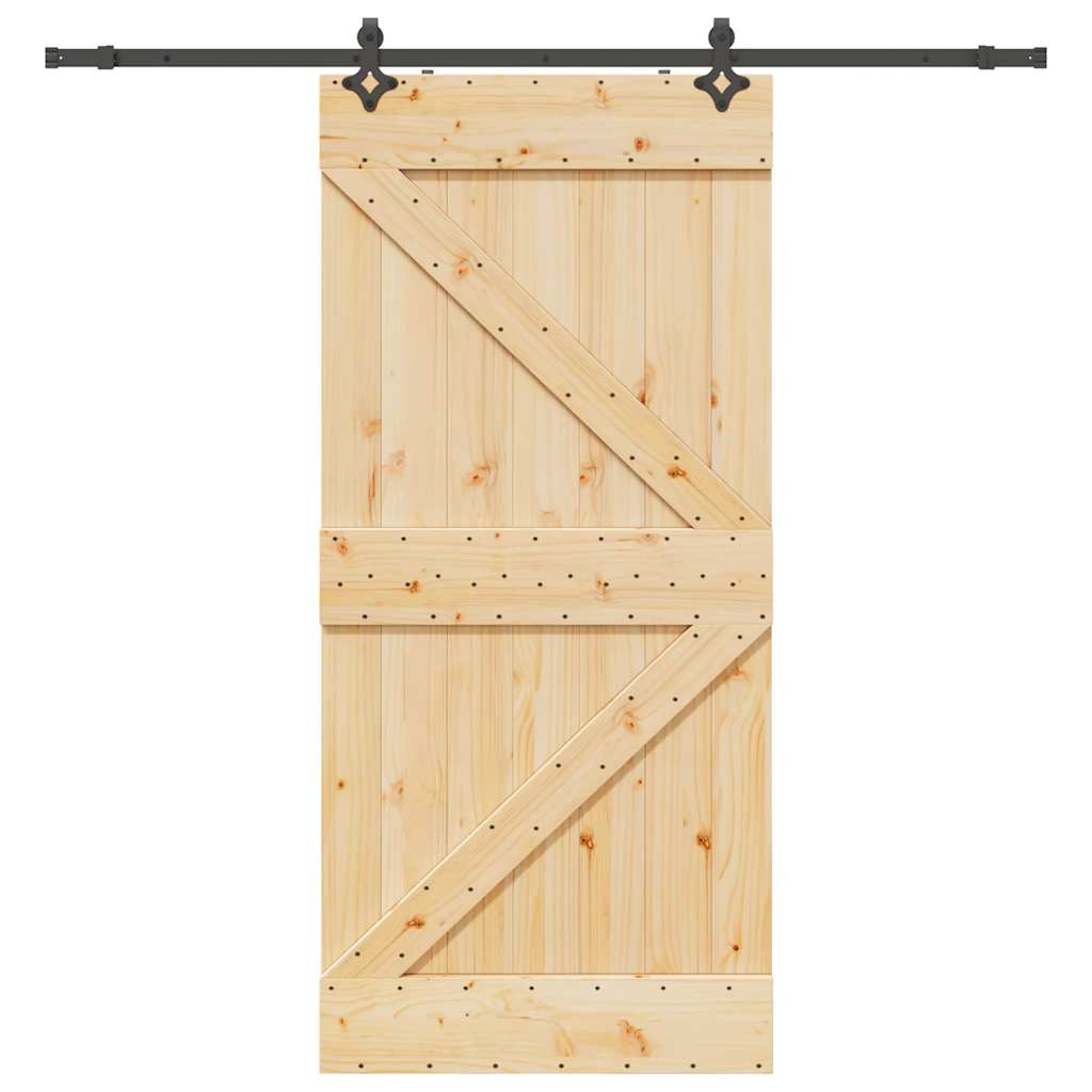 Ușă Glisantă Cu Set De Feronerie 85X210 Cm, Lemn Masiv De Pin