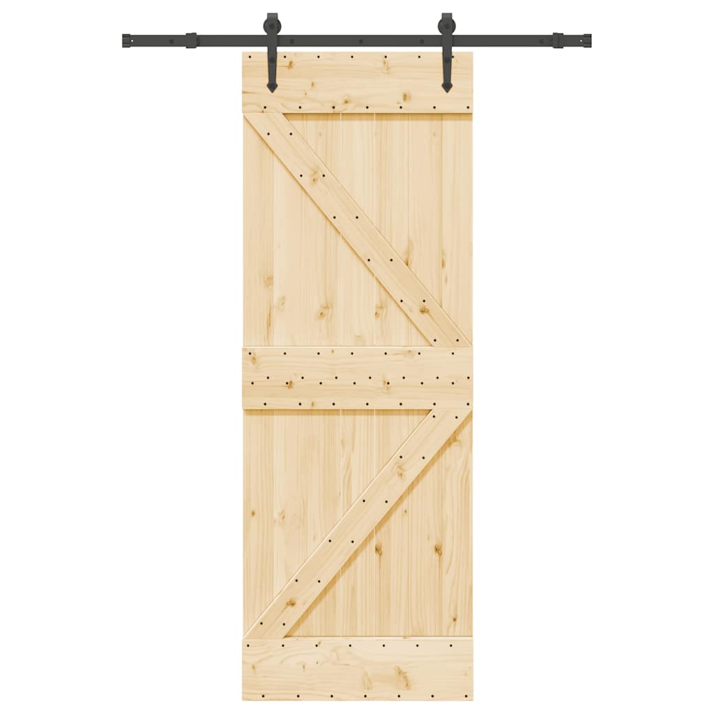 Ușă Glisantă Cu Set De Feronerie 70X210 Cm, Lemn Masiv De Pin