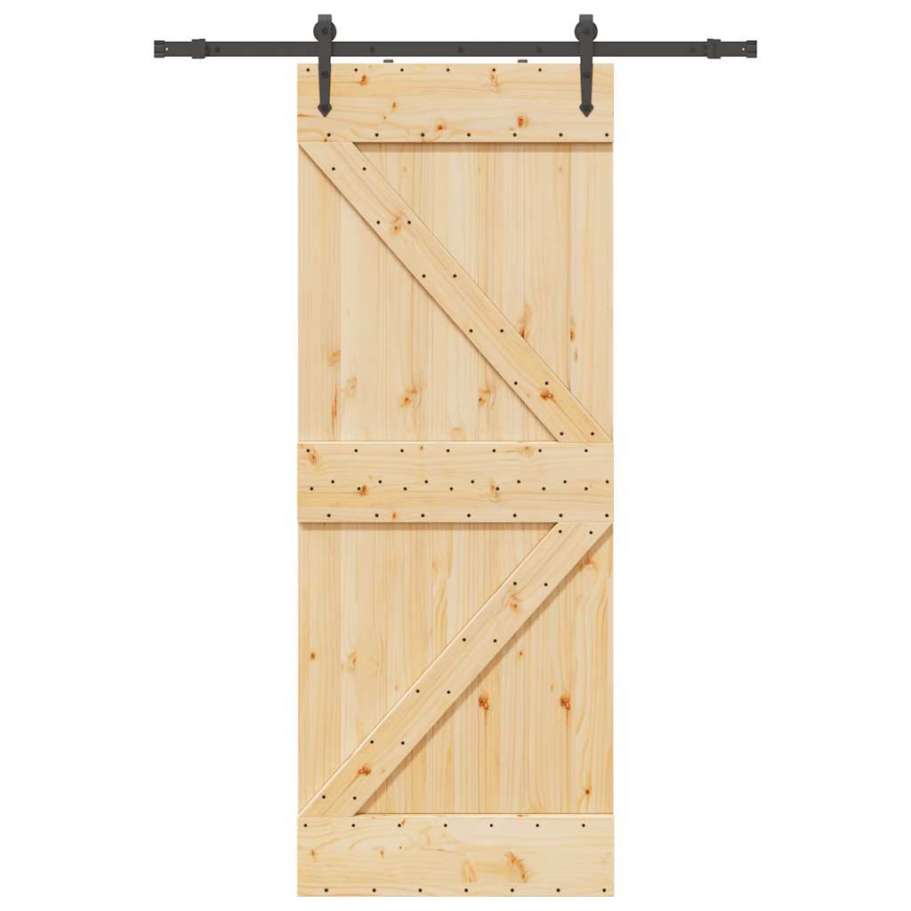 Ușă Glisantă Cu Set De Feronerie 70X210 Cm, Lemn Masiv De Pin