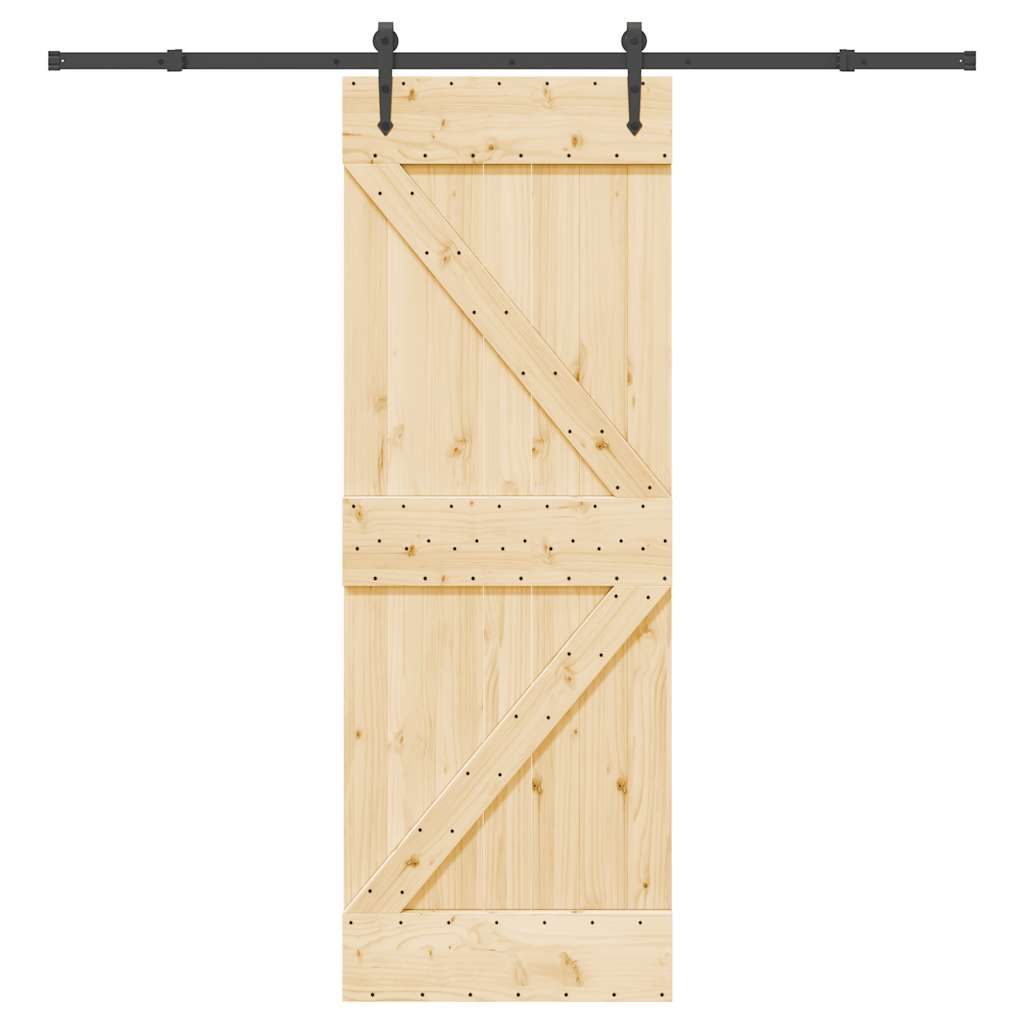 Ușă Glisantă Cu Set De Feronerie 70X210 Cm, Lemn Masiv De Pin