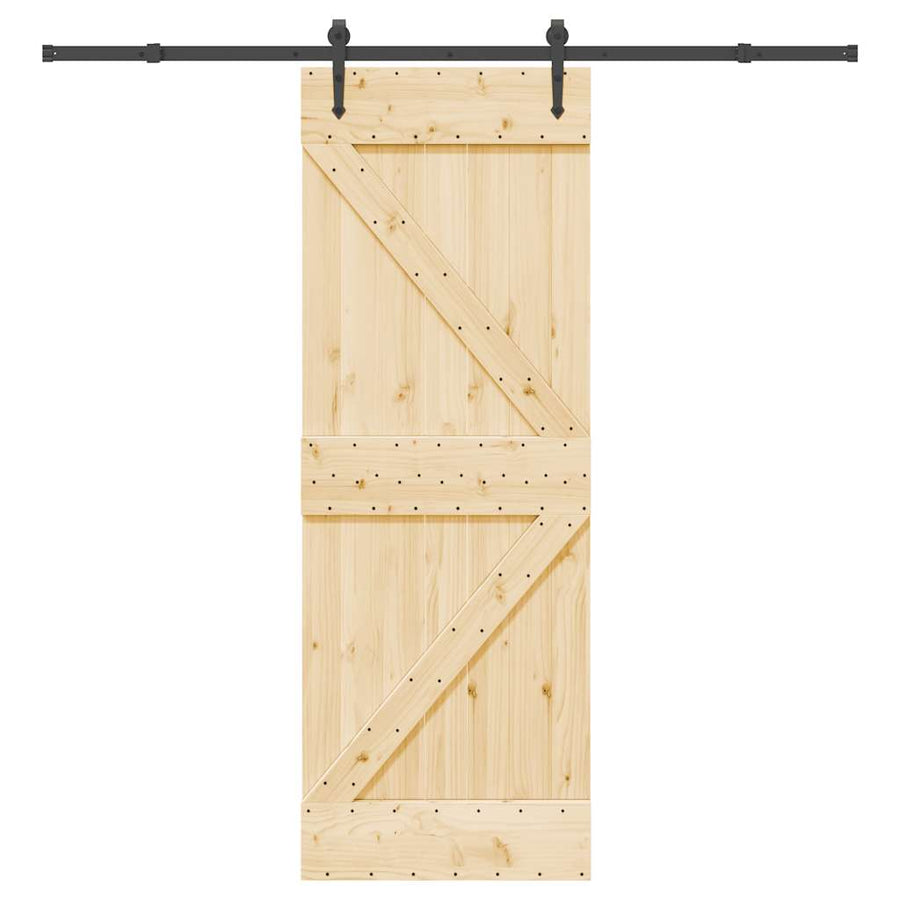 Ușă Glisantă Cu Set De Feronerie 70X210 Cm, Lemn Masiv De Pin