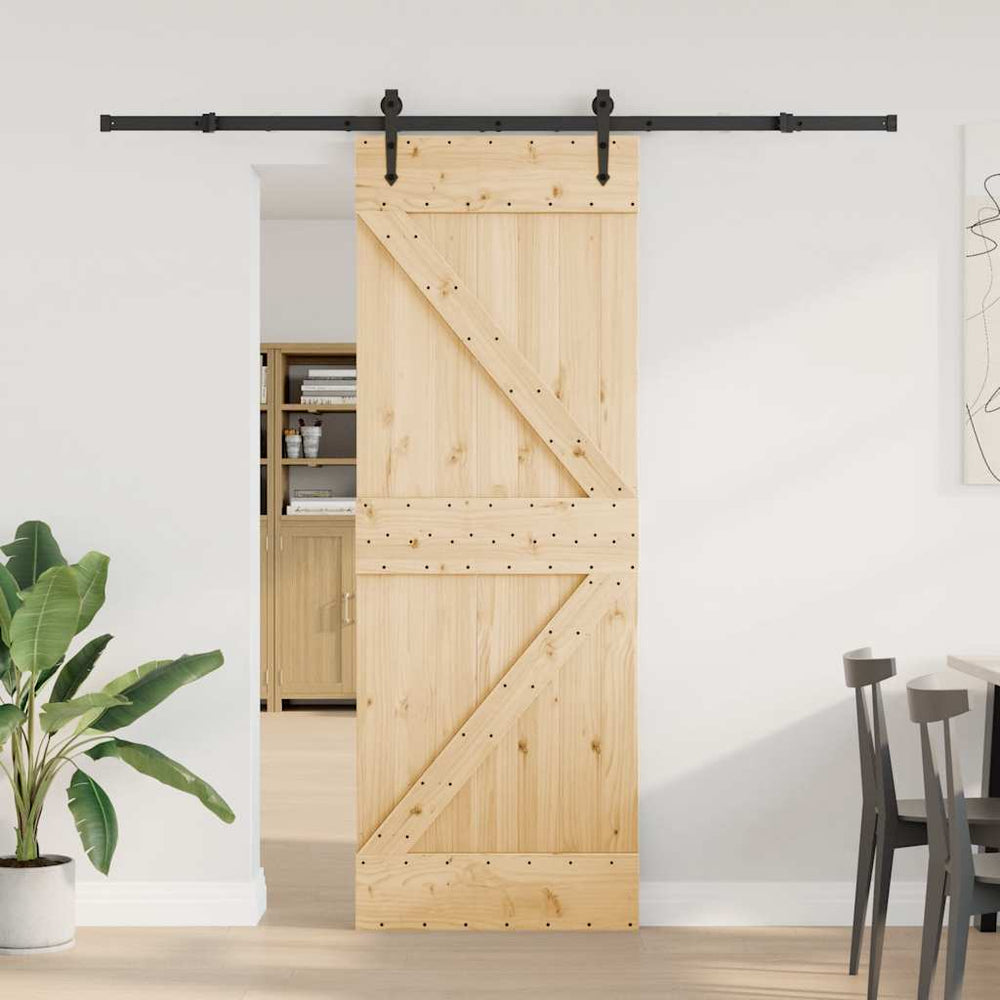 Ușă Glisantă Cu Set De Feronerie 70X210 Cm, Lemn Masiv De Pin