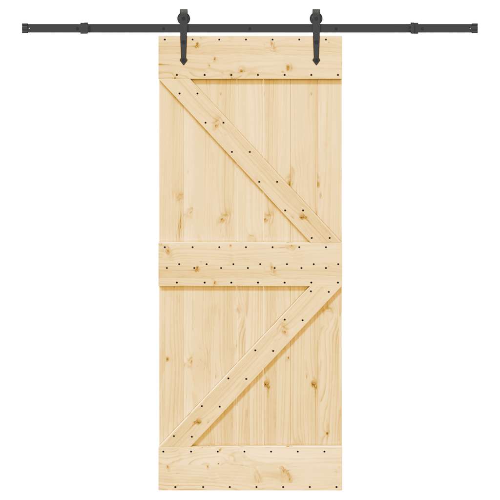 Ușă Glisantă Cu Set De Feronerie 70X210 Cm, Lemn Masiv De Pin