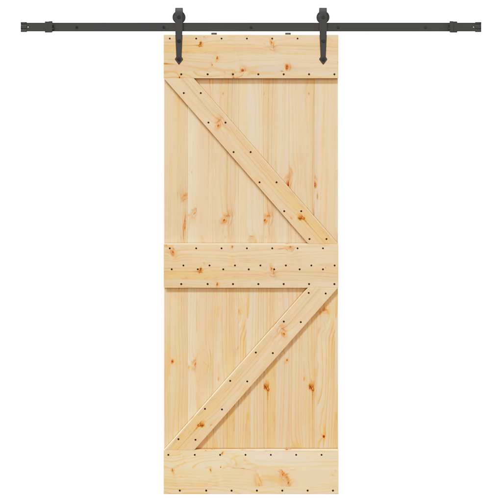 Ușă Glisantă Cu Set De Feronerie 70X210 Cm, Lemn Masiv De Pin