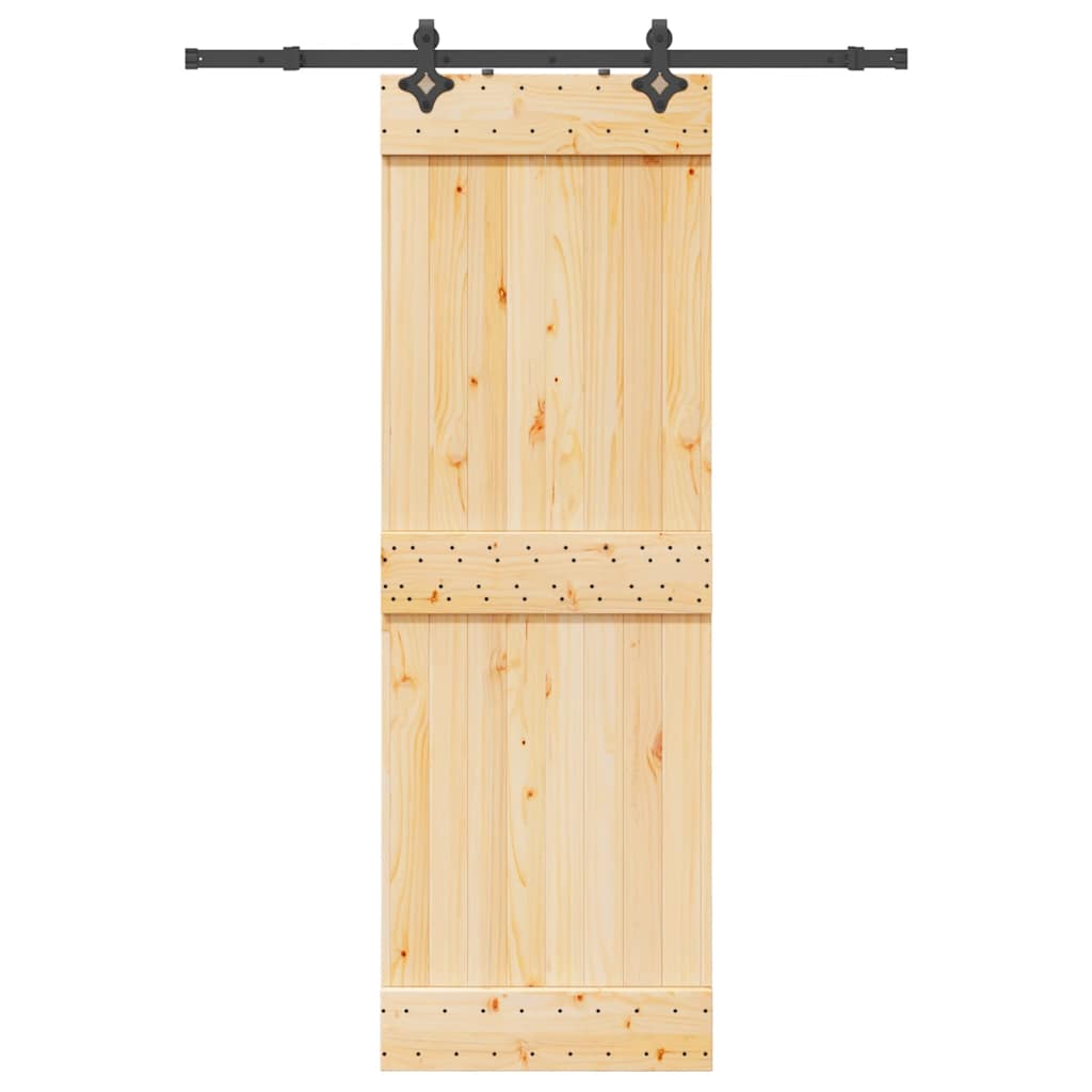 Ușă Glisantă Cu Set De Feronerie 85X210 Cm, Lemn Masiv De Pin