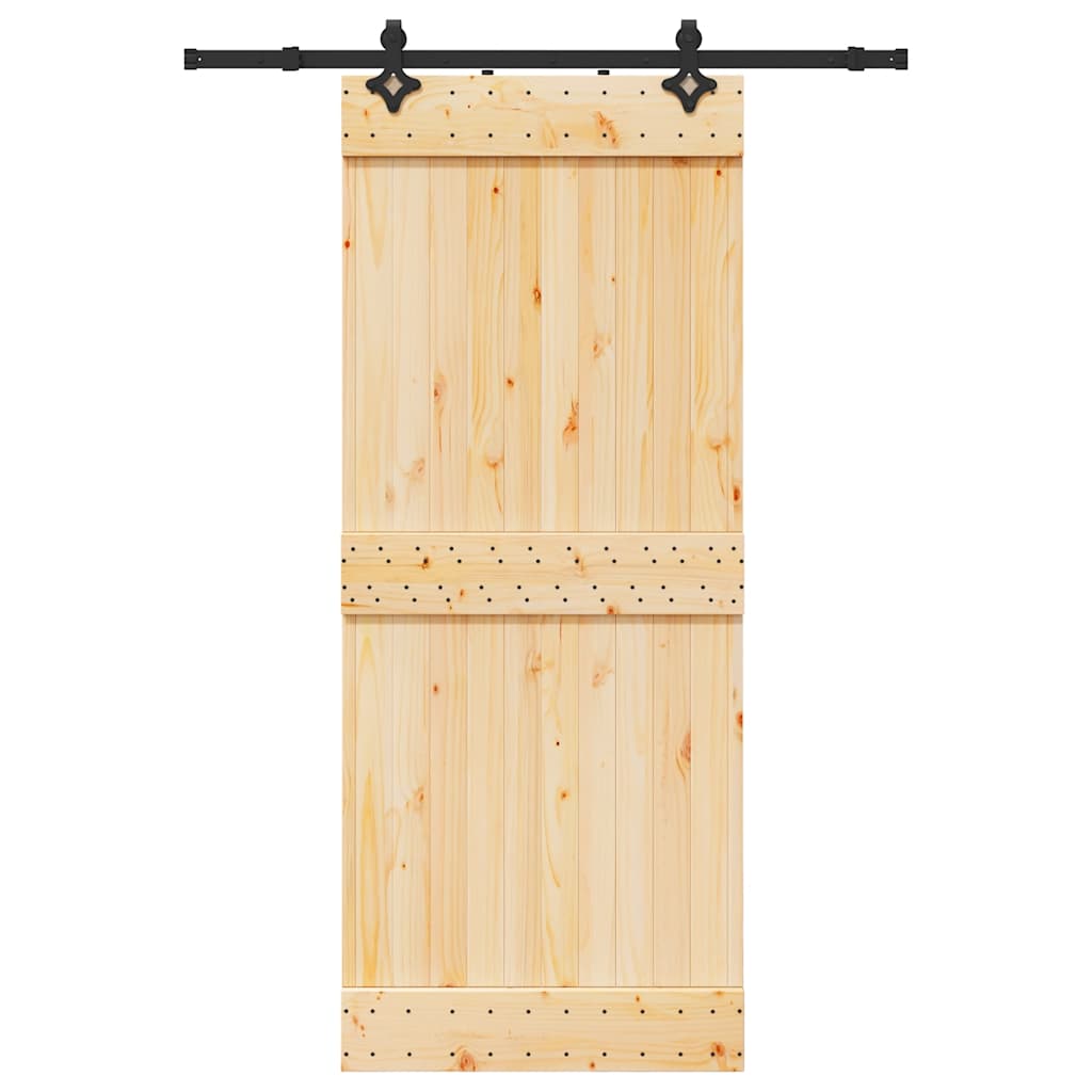 Ușă Glisantă Cu Set De Feronerie 85X210 Cm, Lemn Masiv De Pin