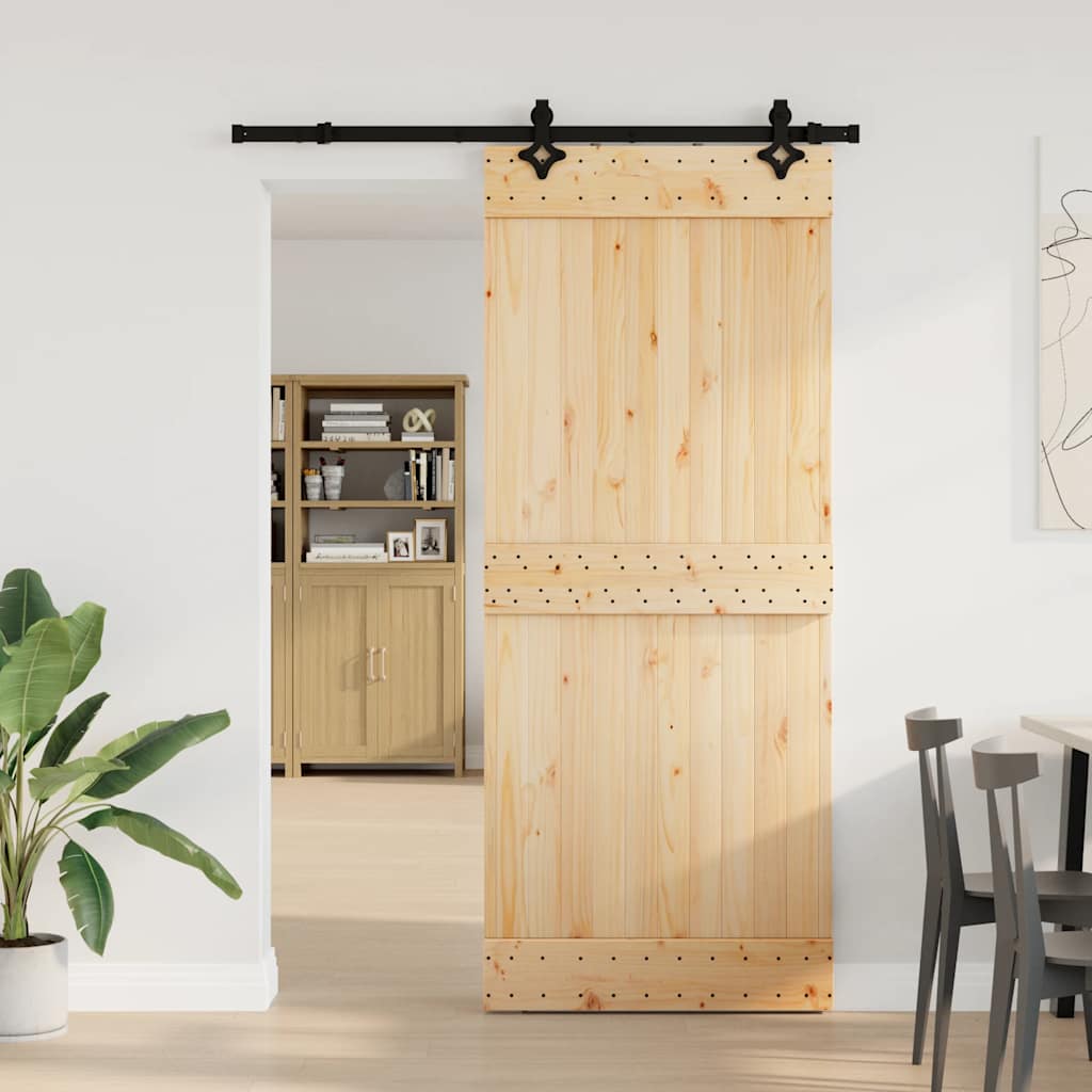 Ușă Glisantă Cu Set De Feronerie 85X210 Cm, Lemn Masiv De Pin