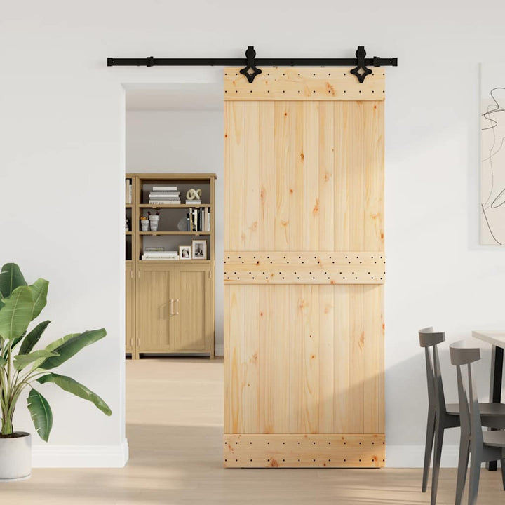 Ușă Glisantă Cu Set De Feronerie 85X210 Cm, Lemn Masiv De Pin