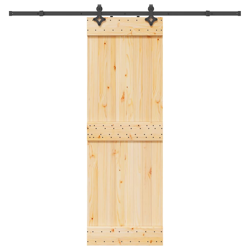 Ușă Glisantă Cu Set De Feronerie 85X210 Cm, Lemn Masiv De Pin