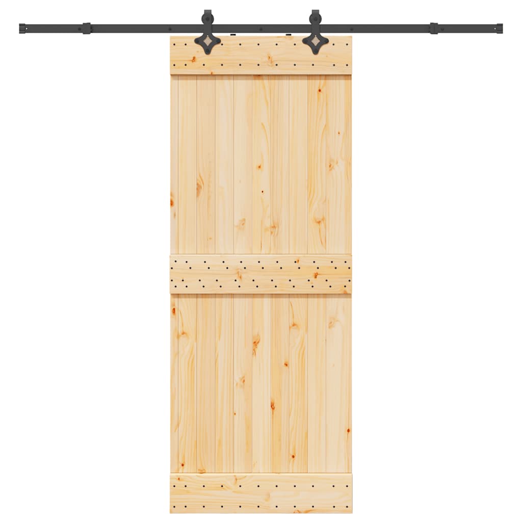 Ușă Glisantă Cu Set De Feronerie 85X210 Cm, Lemn Masiv De Pin