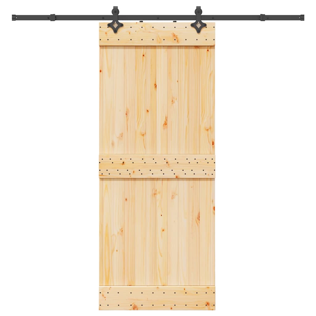 Ușă Glisantă Cu Set De Feronerie 85X210 Cm, Lemn Masiv De Pin