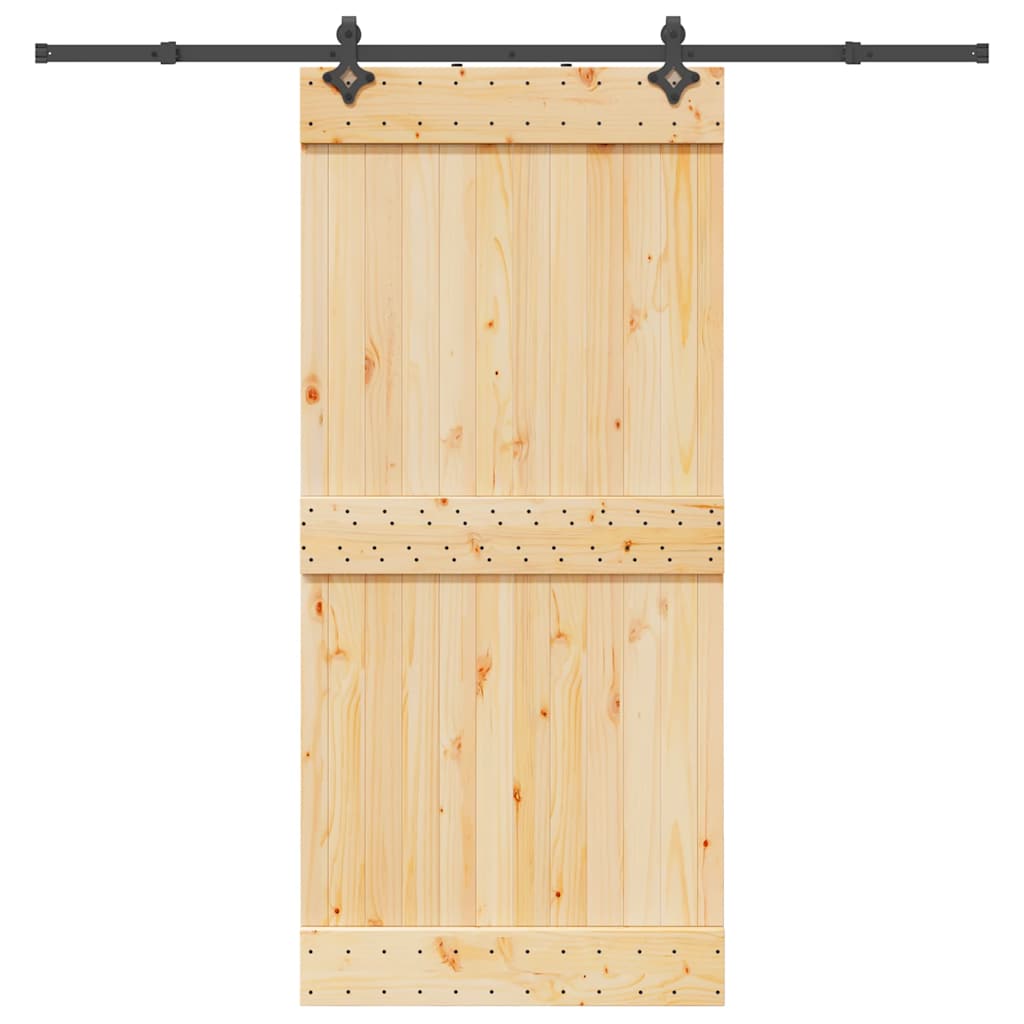 Ușă Glisantă Cu Set De Feronerie 85X210 Cm, Lemn Masiv De Pin