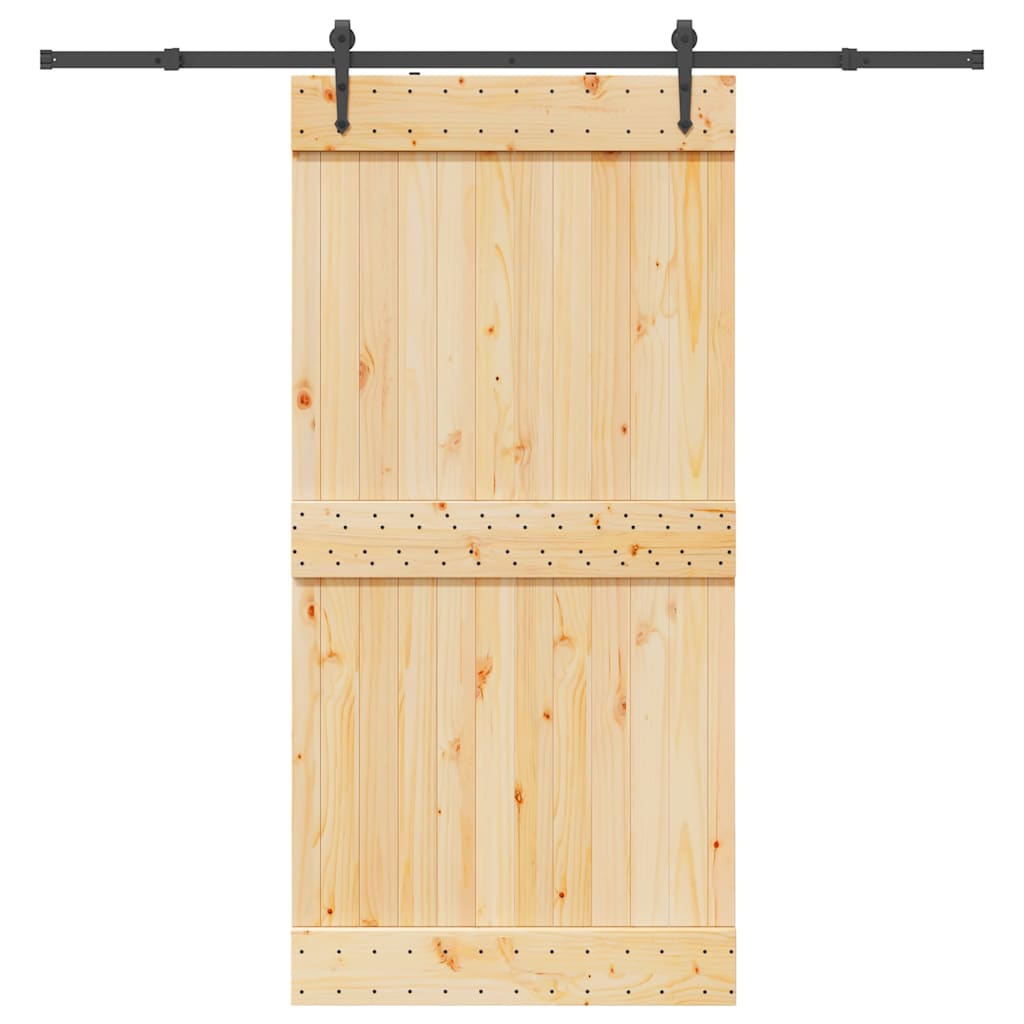 Ușă Glisantă Cu Set De Feronerie 70X210 Cm, Lemn Masiv De Pin
