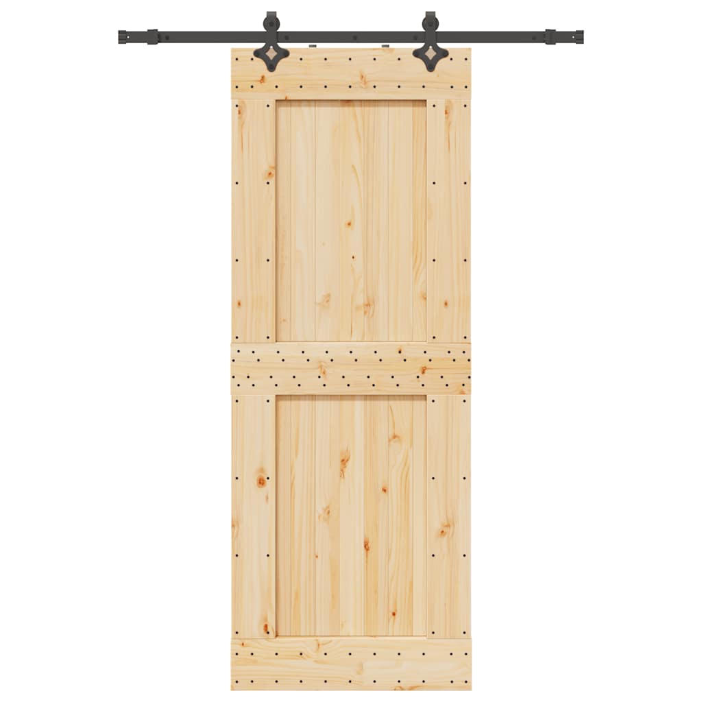 Ușă Glisantă Cu Set De Feronerie 85X210 Cm, Lemn Masiv De Pin