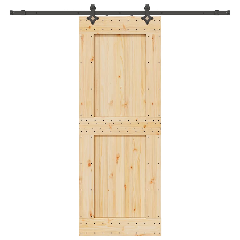 Ușă Glisantă Cu Set De Feronerie 85X210 Cm, Lemn Masiv De Pin