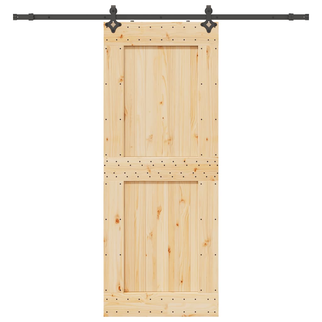 Ușă Glisantă Cu Set De Feronerie 85X210 Cm, Lemn Masiv De Pin