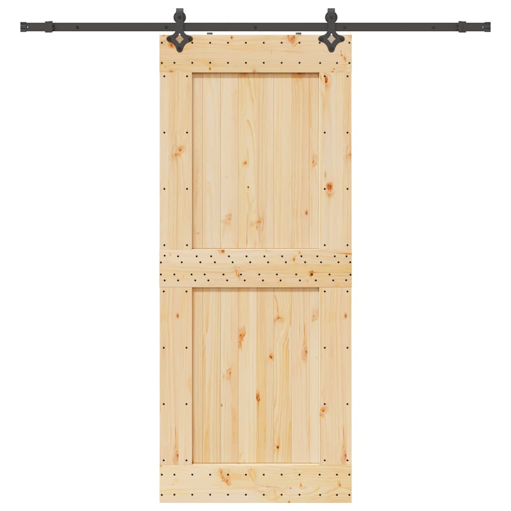 Ușă Glisantă Cu Set De Feronerie 85X210 Cm, Lemn Masiv De Pin