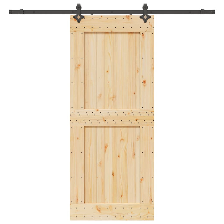 Ușă Glisantă Cu Set De Feronerie 85X210 Cm, Lemn Masiv De Pin