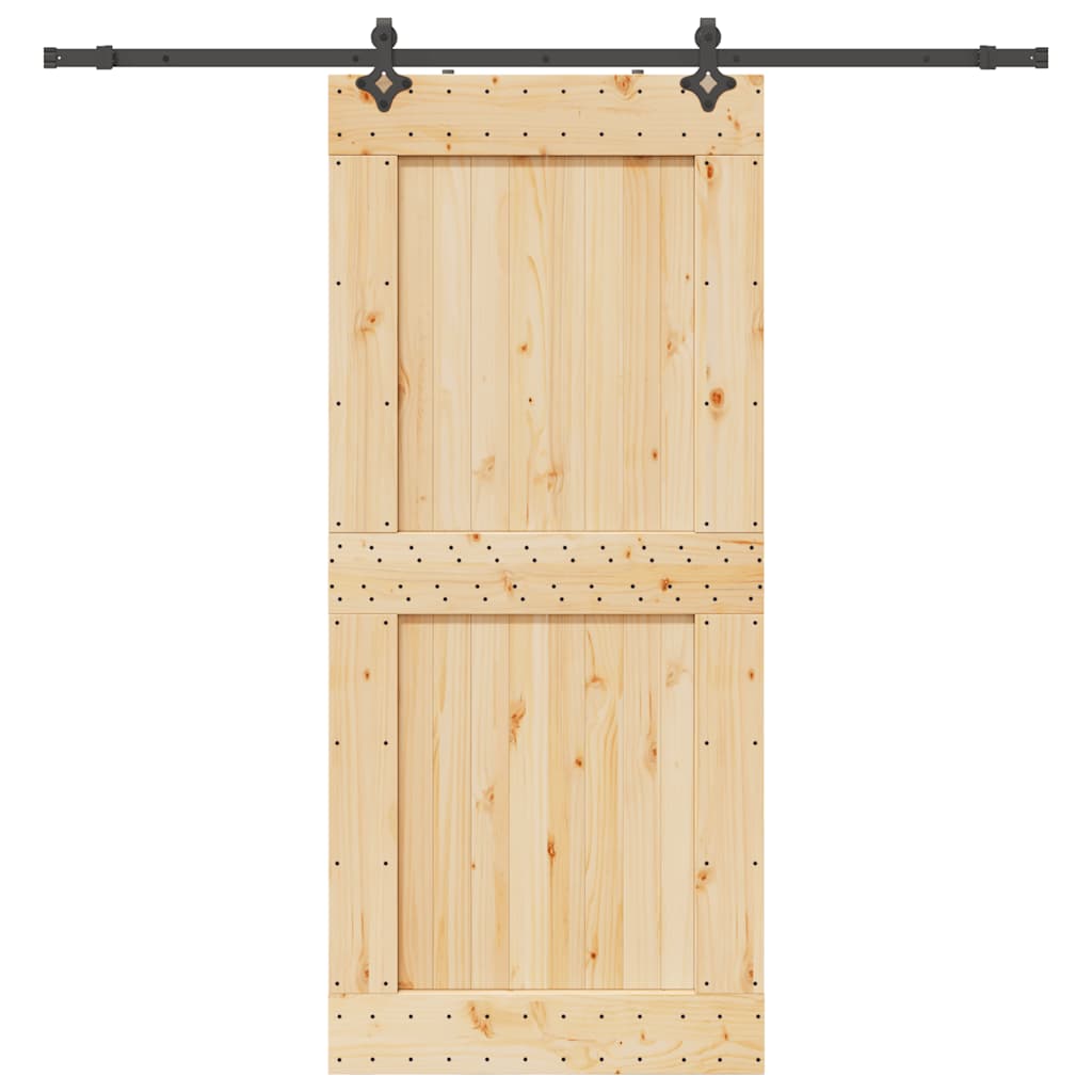 Ușă Glisantă Cu Set De Feronerie 85X210 Cm, Lemn Masiv De Pin
